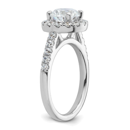 14K Weißgold Verlobungsring mit rundem simuliertem Diamanten, Halo-Fassung