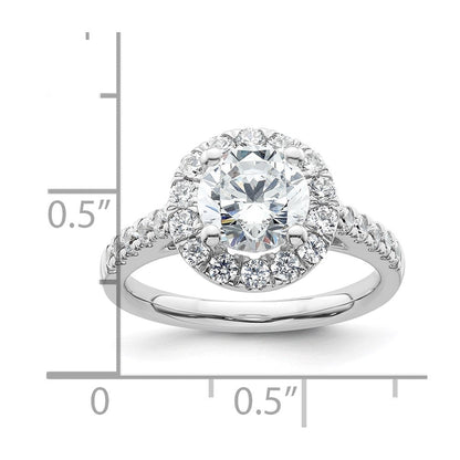 14K Weißgold Verlobungsring mit rundem simuliertem Diamanten, Halo-Fassung
