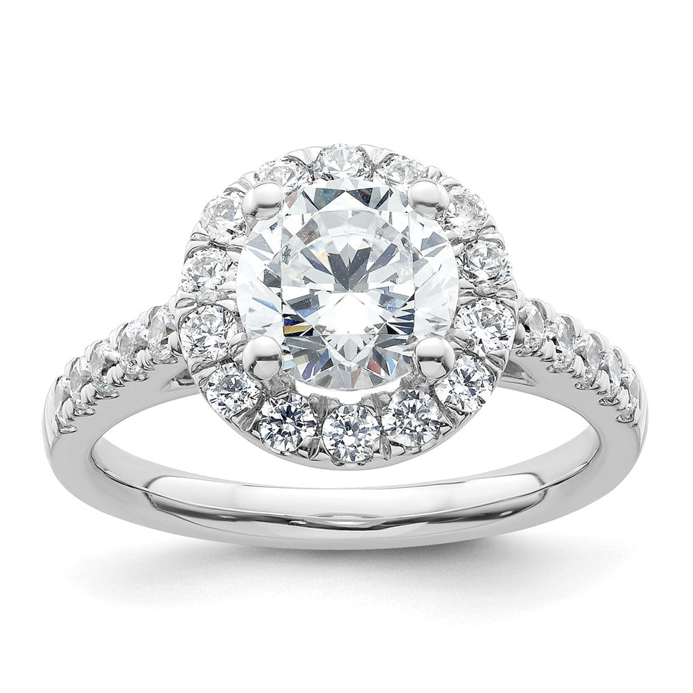 14K Weißgold Verlobungsring mit rundem simuliertem Diamanten, Halo-Fassung