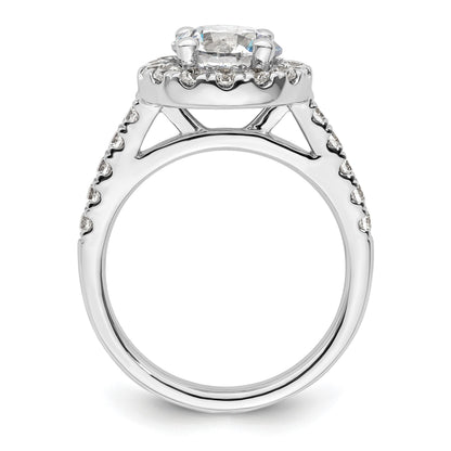 14K Weißgold Verlobungsring mit rundem simuliertem Diamant und Halo-Fassung