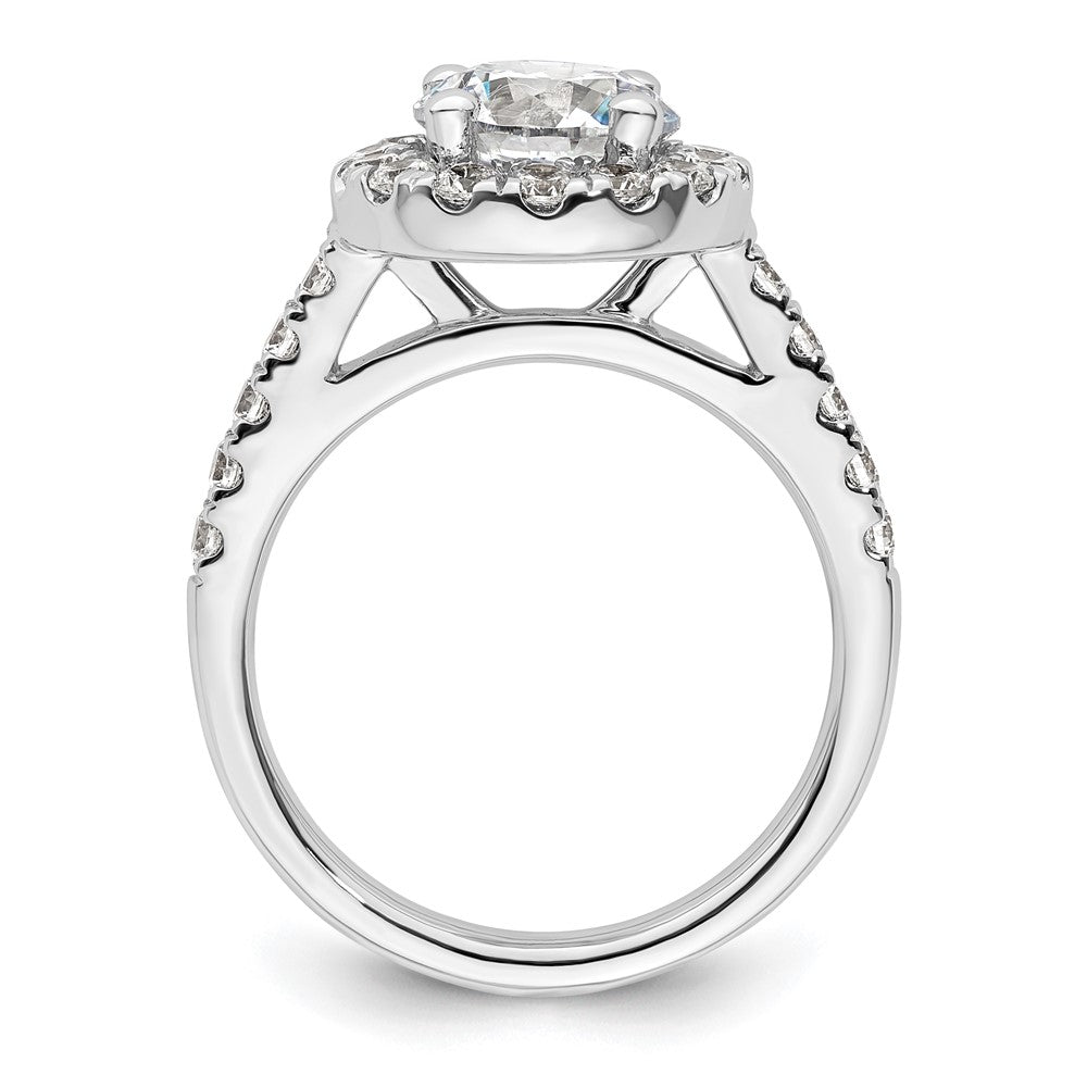 14K Weißgold Verlobungsring mit rundem simuliertem Diamant und Halo-Fassung