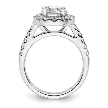 14K Weißgold Verlobungsring mit rundem simuliertem Diamant und Halo-Fassung