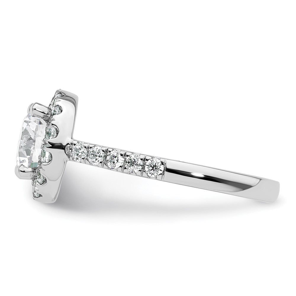 14K Weißgold Verlobungsring mit rundem simuliertem Diamant und Halo-Fassung