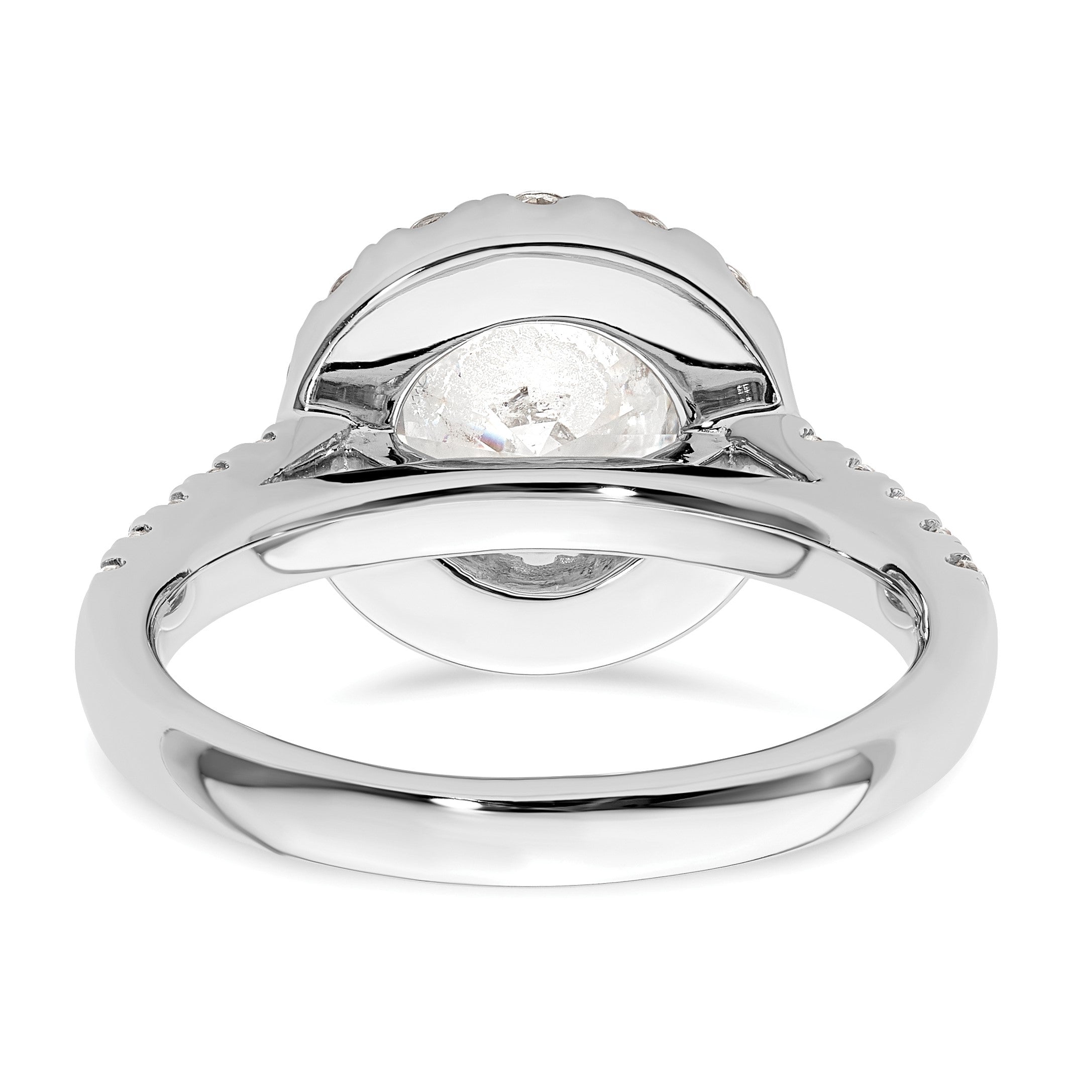 14K Weißgold Verlobungsring mit rundem simuliertem Diamant und Halo-Fassung