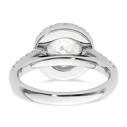 14K Weißgold Verlobungsring mit rundem simuliertem Diamant und Halo-Fassung
