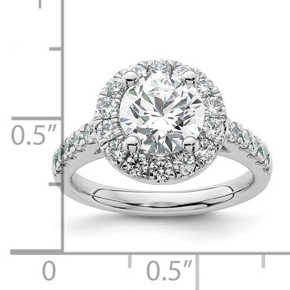 14K Weißgold Verlobungsring mit rundem simuliertem Diamant und Halo-Fassung