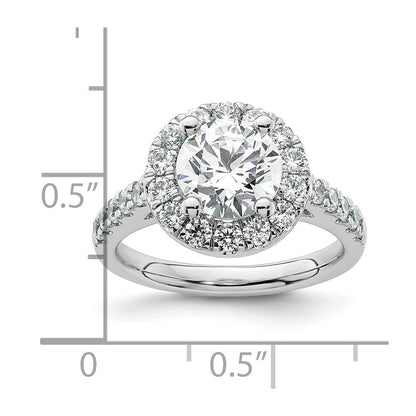 14K Weißgold Verlobungsring mit rundem simuliertem Diamant und Halo-Fassung