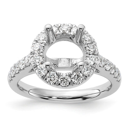 14K Weißgold Verlobungsring mit rundem simuliertem Diamant und Halo-Fassung