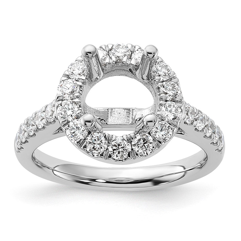 14K Weißgold Verlobungsring mit rundem simuliertem Diamant und Halo-Fassung