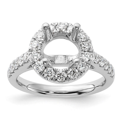 14K Weißgold Verlobungsring mit rundem simuliertem Diamant und Halo-Fassung