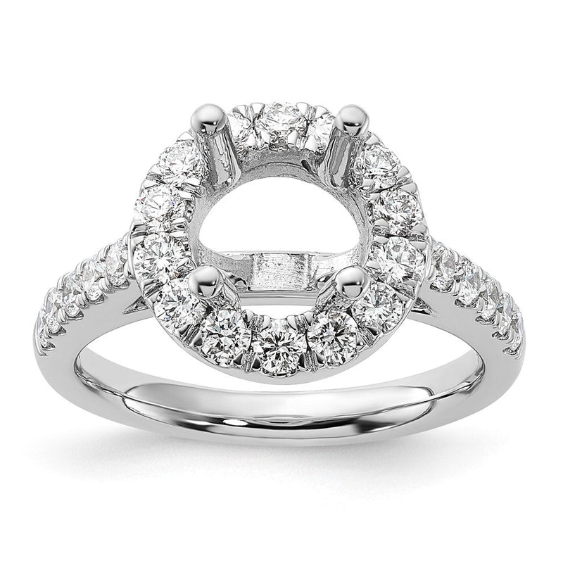 14K Weißgold Verlobungsring mit rundem simuliertem Diamant und Halo-Fassung