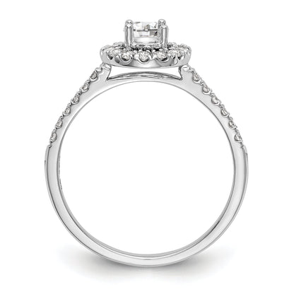 14K Weißgold Verlobungsring mit rundem simuliertem Diamanten und Halo-Fassung
