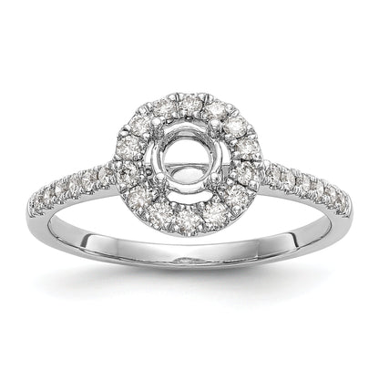 14K Weißgold Verlobungsring mit rundem simuliertem Diamanten und Halo-Fassung