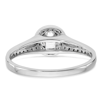 14K Weißgold Verlobungsring mit rundem simuliertem Diamanten, Halo