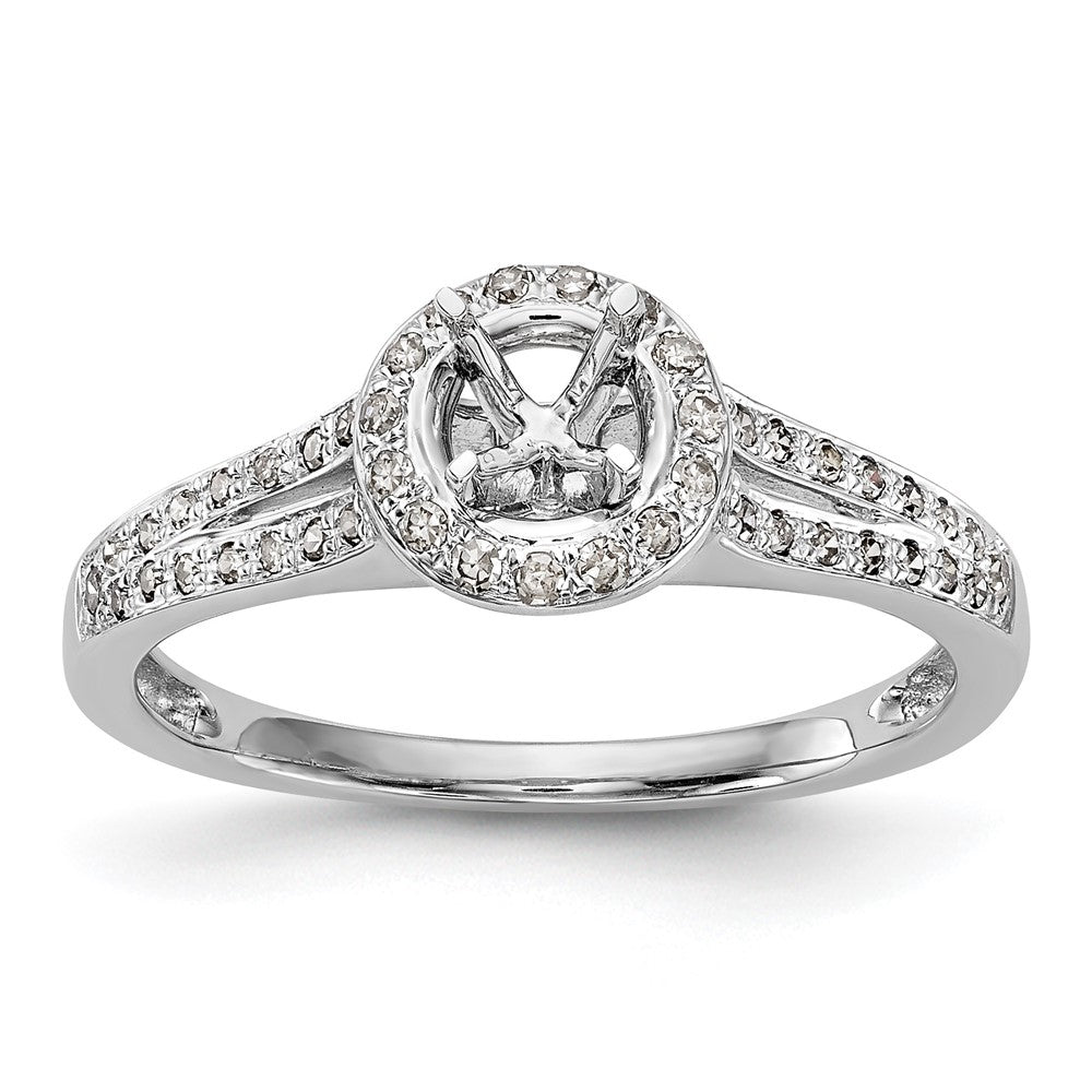 14K Weißgold Verlobungsring mit rundem simuliertem Diamanten, Halo