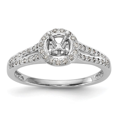 14K Weißgold Verlobungsring mit rundem simuliertem Diamanten, Halo