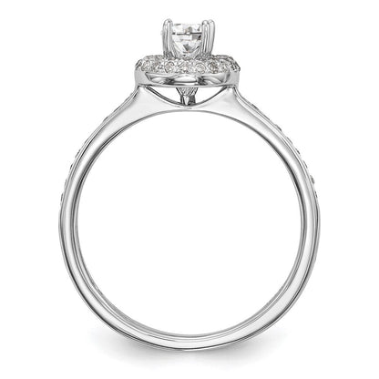 14K Weißgold Verlobungsring mit Diamant-Halo, Labor gezüchtet, VS/SI+ G+