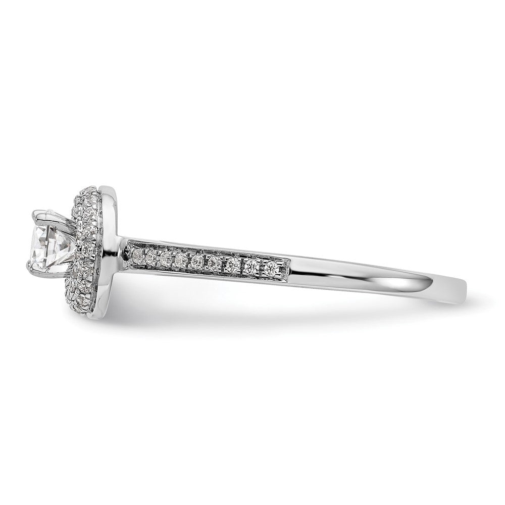 14K Weißgold Verlobungsring mit Diamant-Halo, Labor gezüchtet, VS/SI+ G+