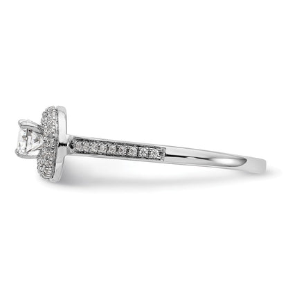 14K Weißgold Verlobungsring mit Diamant-Halo, Labor gezüchtet, VS/SI+ G+