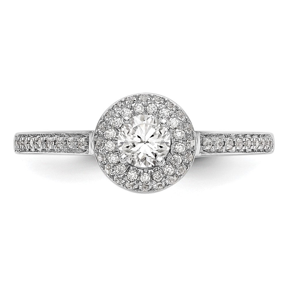 14K Weißgold Verlobungsring mit Diamant-Halo, Labor gezüchtet, VS/SI+ G+