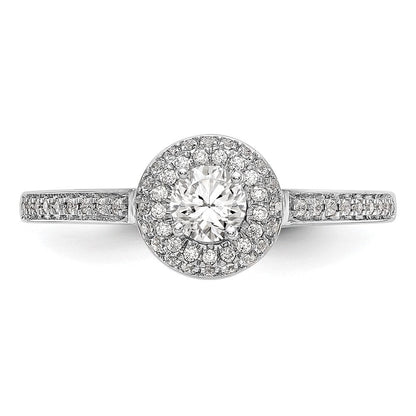 14K Weißgold Verlobungsring mit Diamant-Halo, Labor gezüchtet, VS/SI+ G+