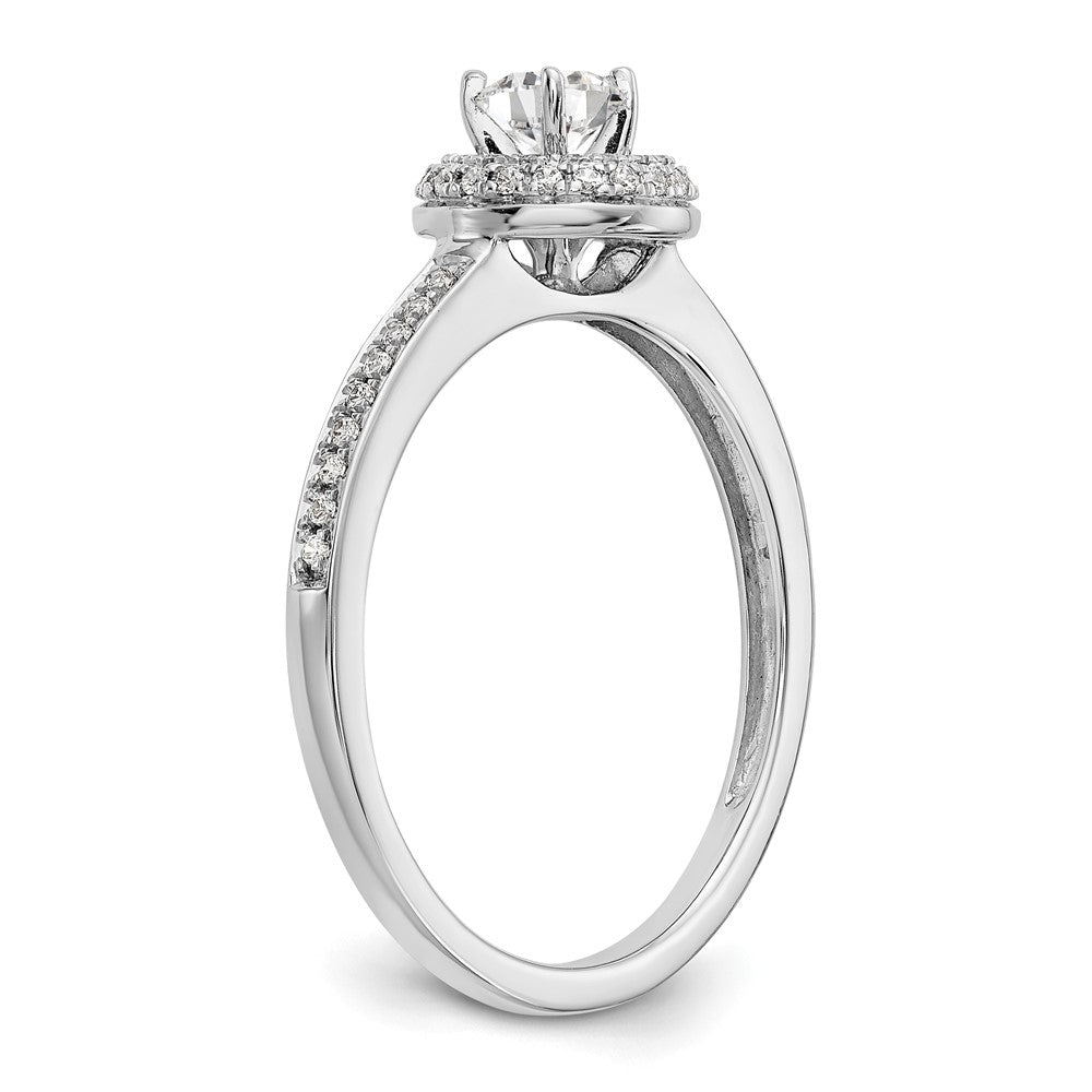 14K Weißgold Verlobungsring mit Diamant-Halo, Labor gezüchtet, VS/SI+ G+