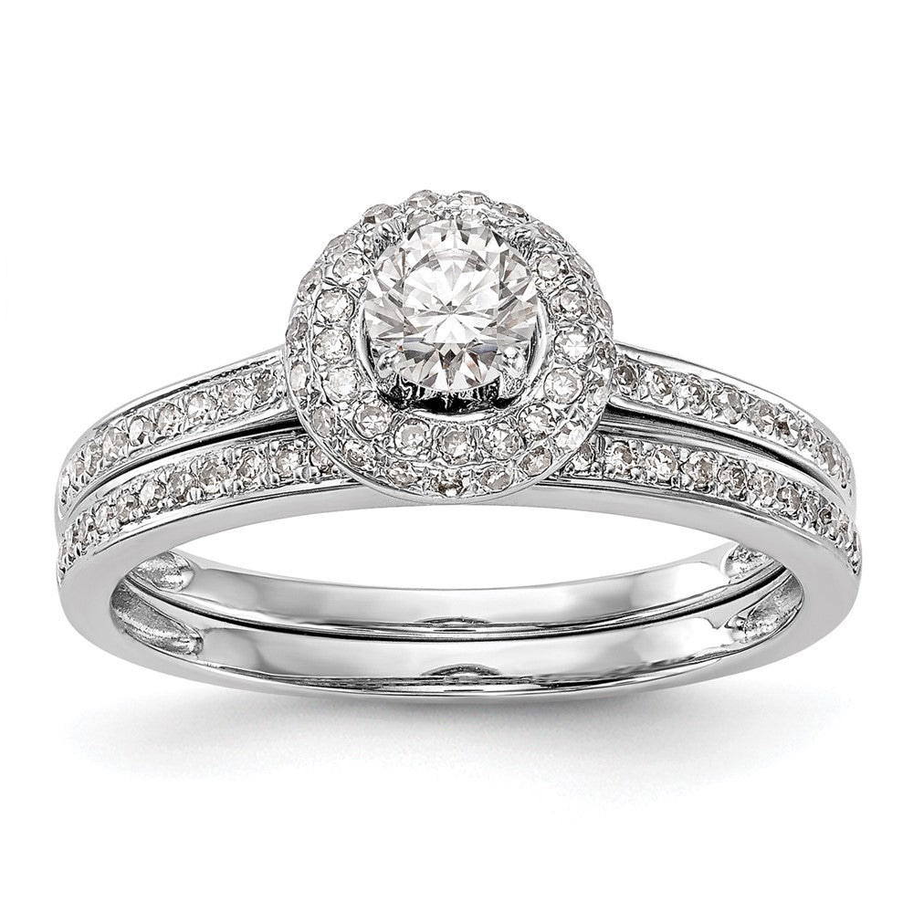 14K Weißgold Verlobungsring mit Diamant-Halo, Labor gezüchtet, VS/SI+ G+