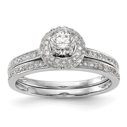 14K Weißgold Verlobungsring mit Diamant-Halo, Labor gezüchtet, VS/SI+ G+