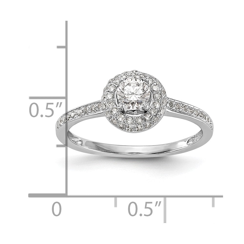 14K Weißgold Verlobungsring mit Diamant-Halo, Labor gezüchtet, VS/SI+ G+