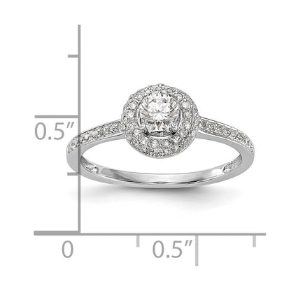 14K Weißgold Verlobungsring mit Diamant-Halo, Labor gezüchtet, VS/SI+ G+