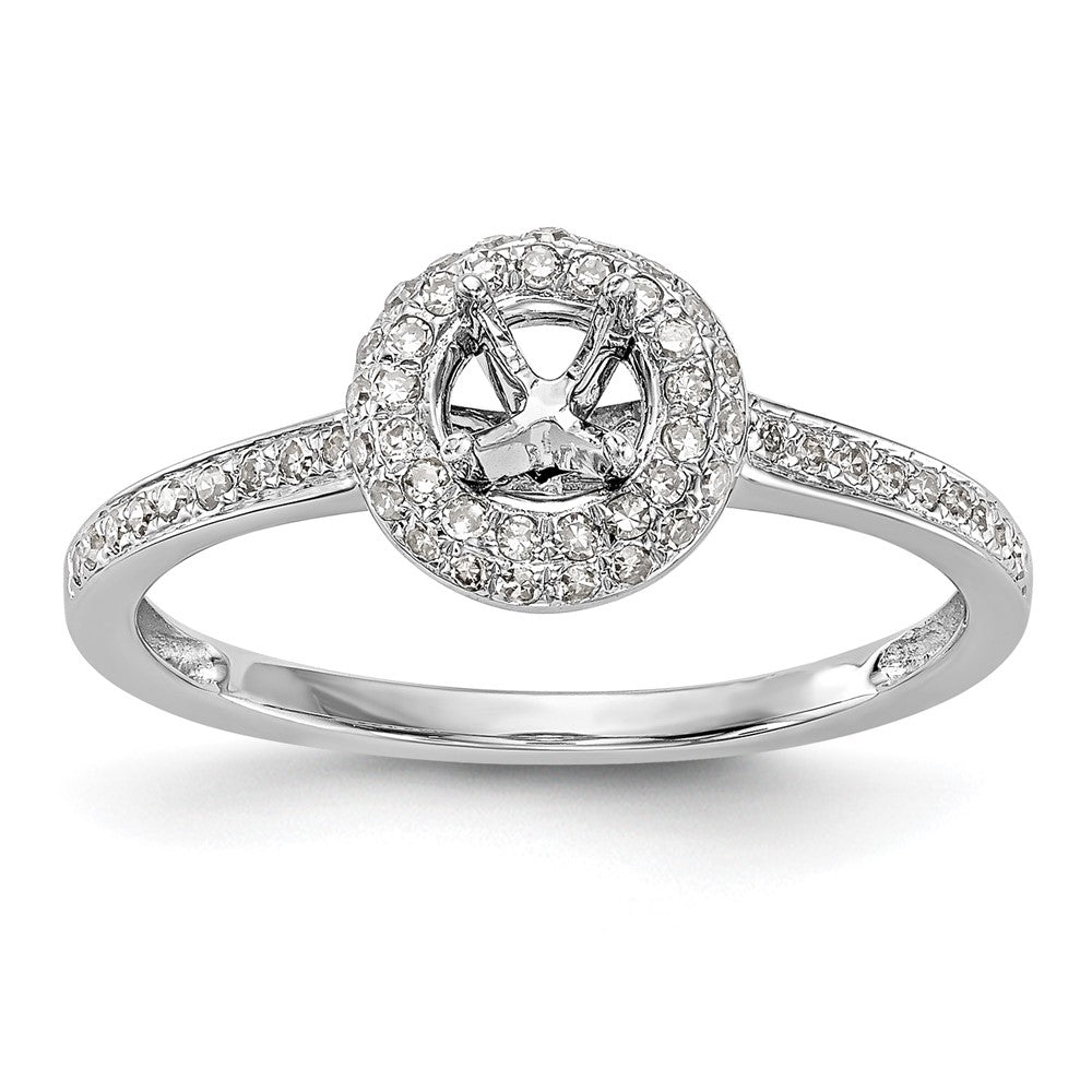 14K Weißgold Verlobungsring mit rundem simuliertem Diamanten und Halo-Fassung