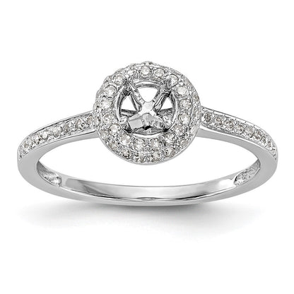 14K Weißgold Verlobungsring mit rundem simuliertem Diamanten und Halo-Fassung