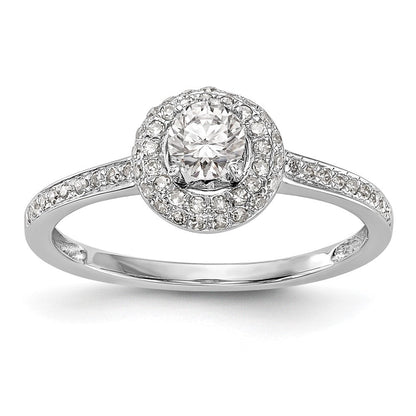 14K Weißgold Verlobungsring mit Diamant-Halo, Labor gezüchtet, VS/SI+ G+