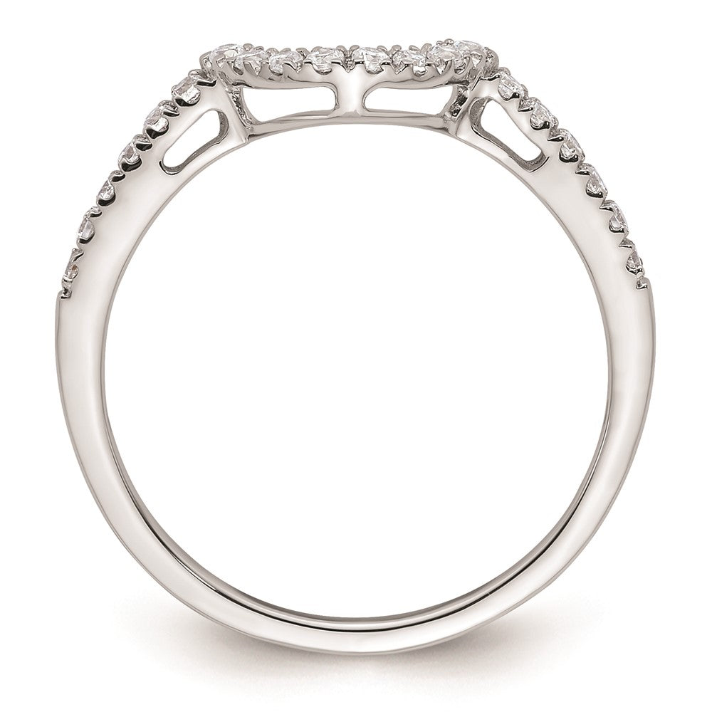 14K Weißgold Ehering mit Diamant-Contour, echt