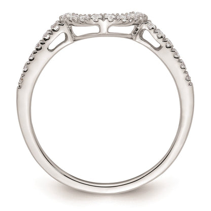 14K Weißgold Ehering mit Diamant-Contour, echt