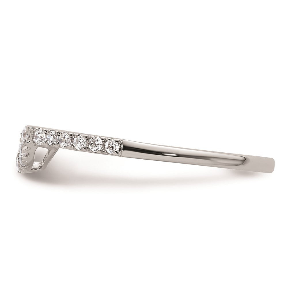 14K Weißgold Ehering mit Diamant-Contour, echt