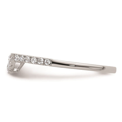 14K Weißgold Ehering mit Diamant-Contour, echt