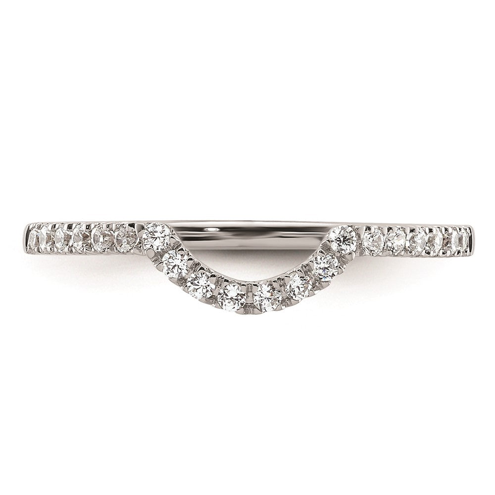14K Weißgold Ehering mit Diamant-Contour, echt