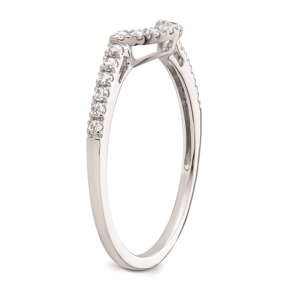 14K Weißgold Ehering mit Diamant-Contour, echt