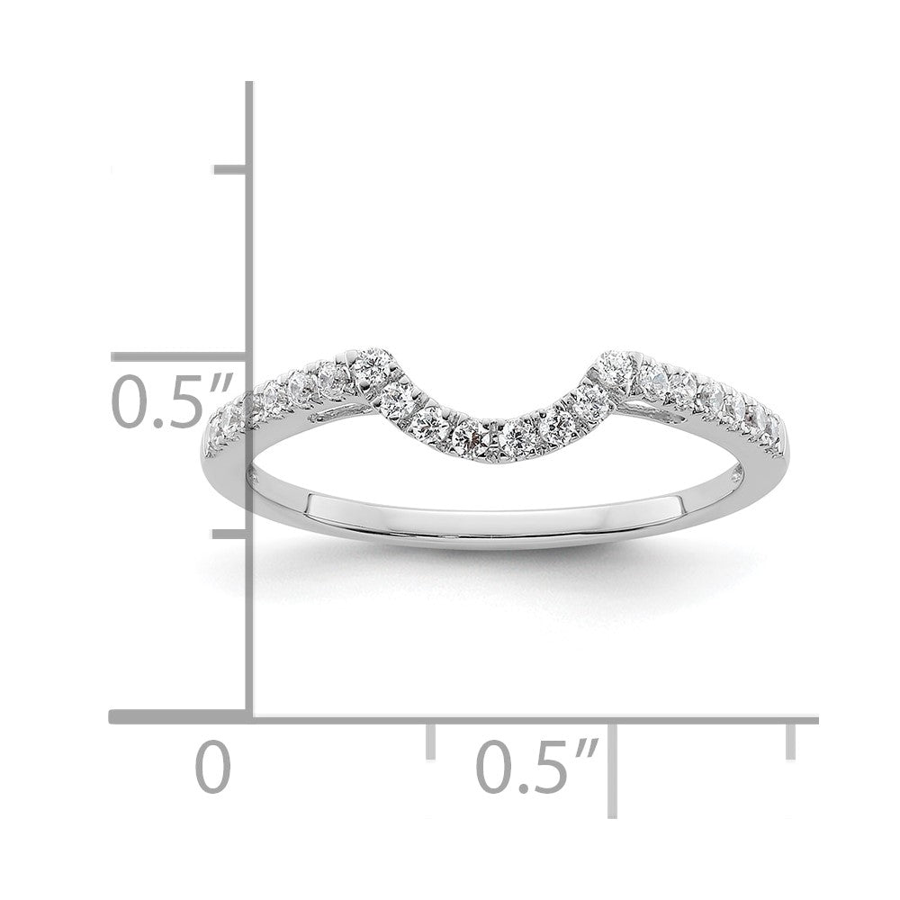 14K Weißgold Ehering mit Diamant-Contour, echt