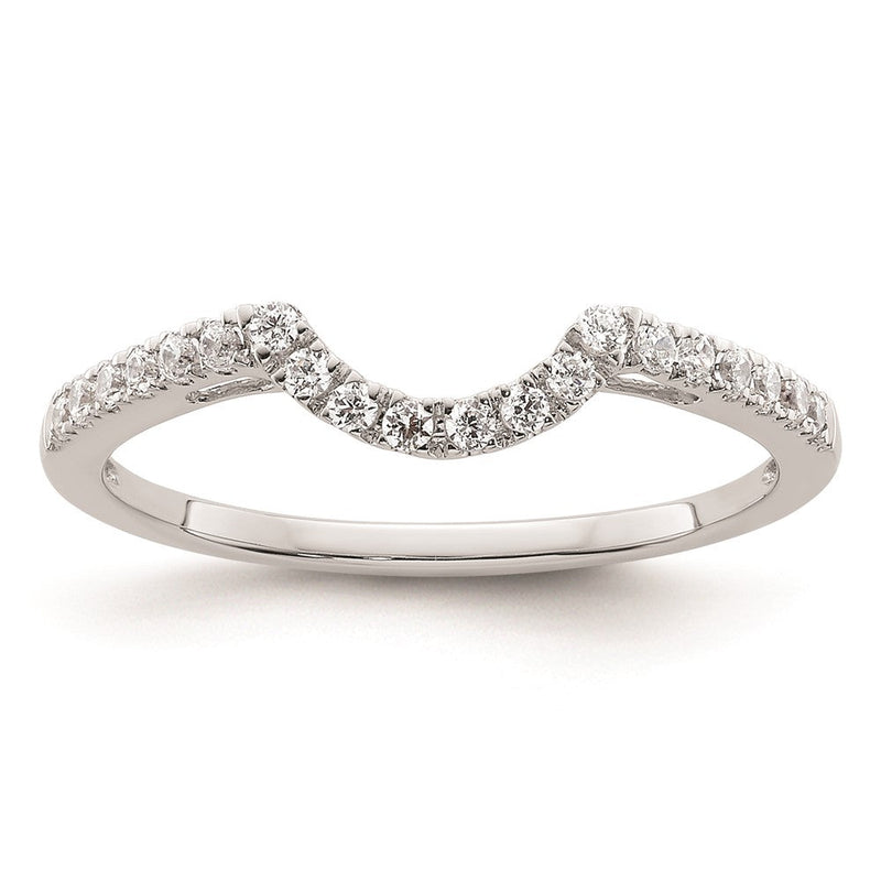 14K Weißgold Ehering mit Diamant-Kontur, 0,20 ct