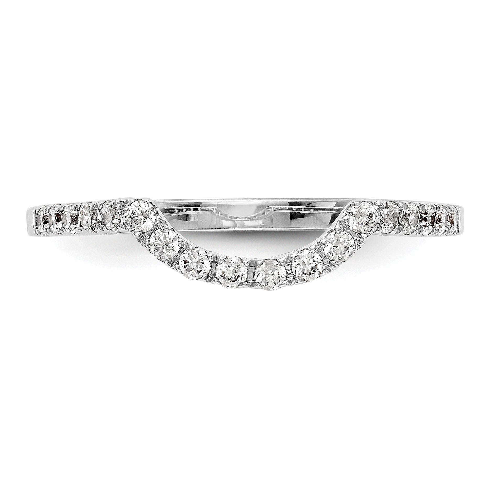 14K Weißgold Damen-Ehering mit Konturverlauf und natürlichen Diamanten 0,27 ct