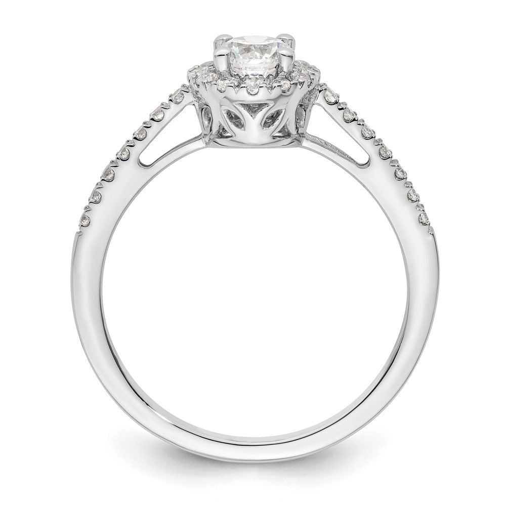 585 Weißgold Verlobungsring mit rundem simuliertem Diamanten und Halo