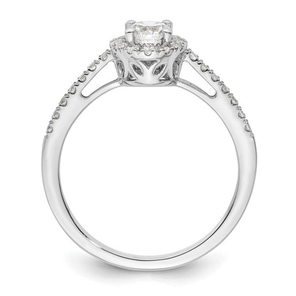 585 Weißgold Verlobungsring mit rundem simuliertem Diamanten und Halo