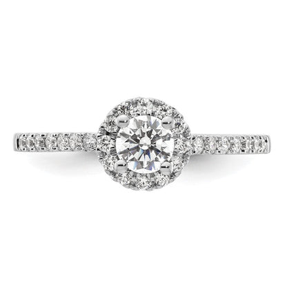585 Weißgold Verlobungsring mit rundem simuliertem Diamanten und Halo