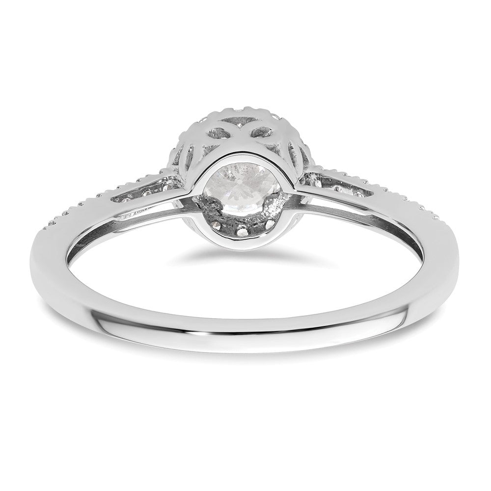 585 Weißgold Verlobungsring mit rundem simuliertem Diamanten und Halo