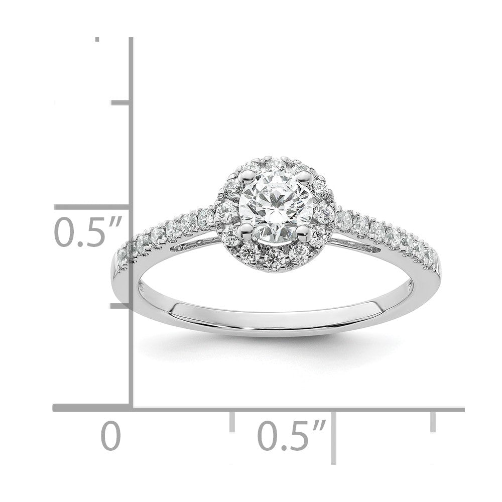 585 Weißgold Verlobungsring mit rundem simuliertem Diamanten und Halo