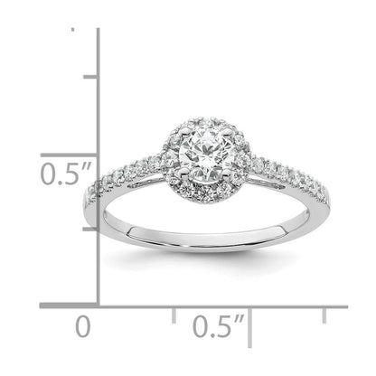 585 Weißgold Verlobungsring mit rundem simuliertem Diamanten und Halo