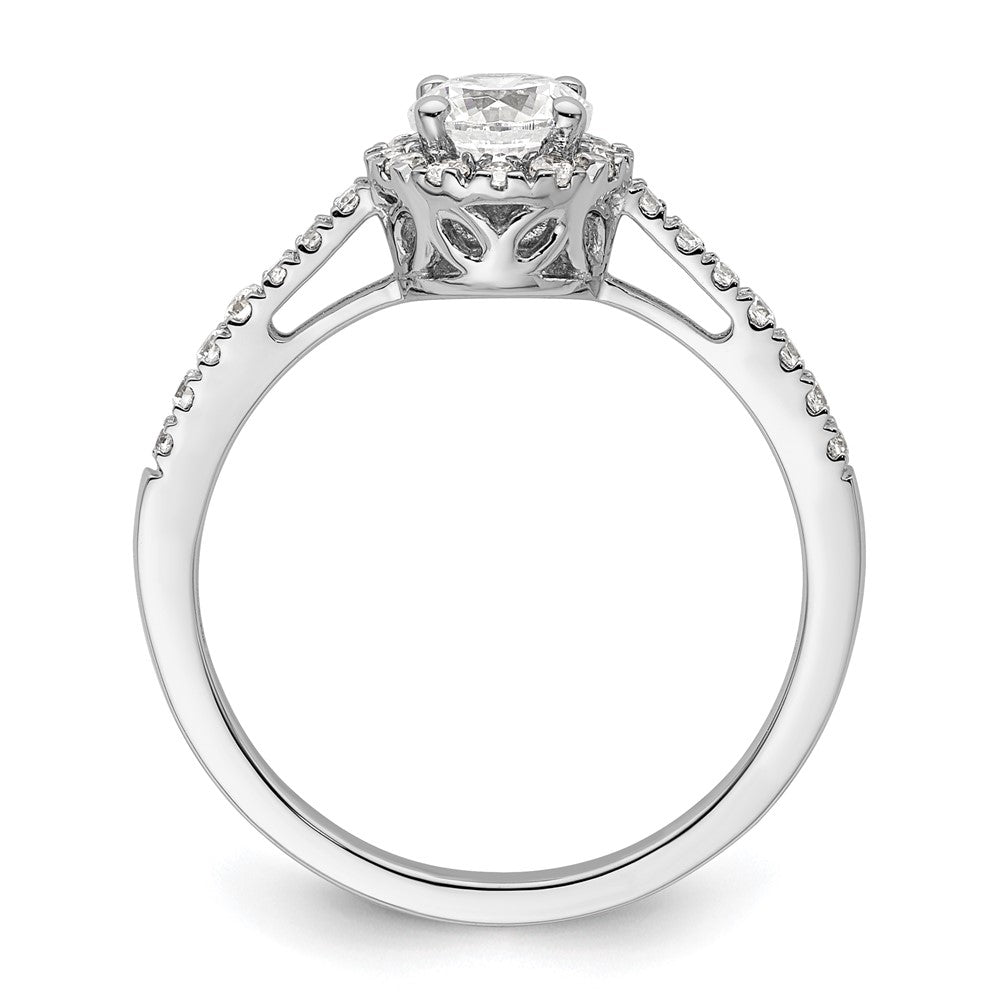 14K Weißgold Eternal-Promise-Ring mit Labor-Diamant-Halo, VS/SI+ G+, komplett besetzt