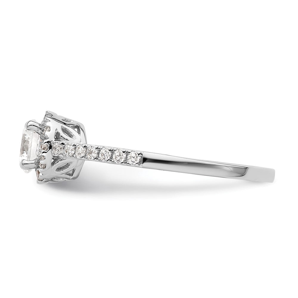 14K Weißgold Eternal-Promise-Ring mit Labor-Diamant-Halo, VS/SI+ G+, komplett besetzt